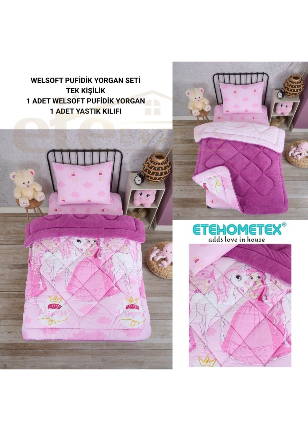 ETE HOMETEX TEK KİŞİLİK LÜX WELSOFT YORGAN PRENSES MÜRDÜM 155X215CM 8696474231855 ETE HOMETEX TEK KİŞİLİK LÜX WELSOFT YORGAN PRENSES MÜRDÜM 155X215CM 8696474231855